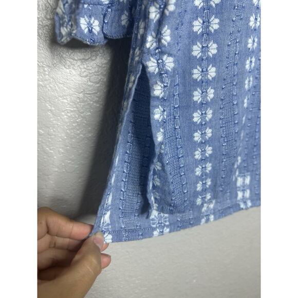 Rungolee Jacqueline Blouse Blue Floral Popover Top Ruffle Embroidered Size Small - Picture 6 of 11